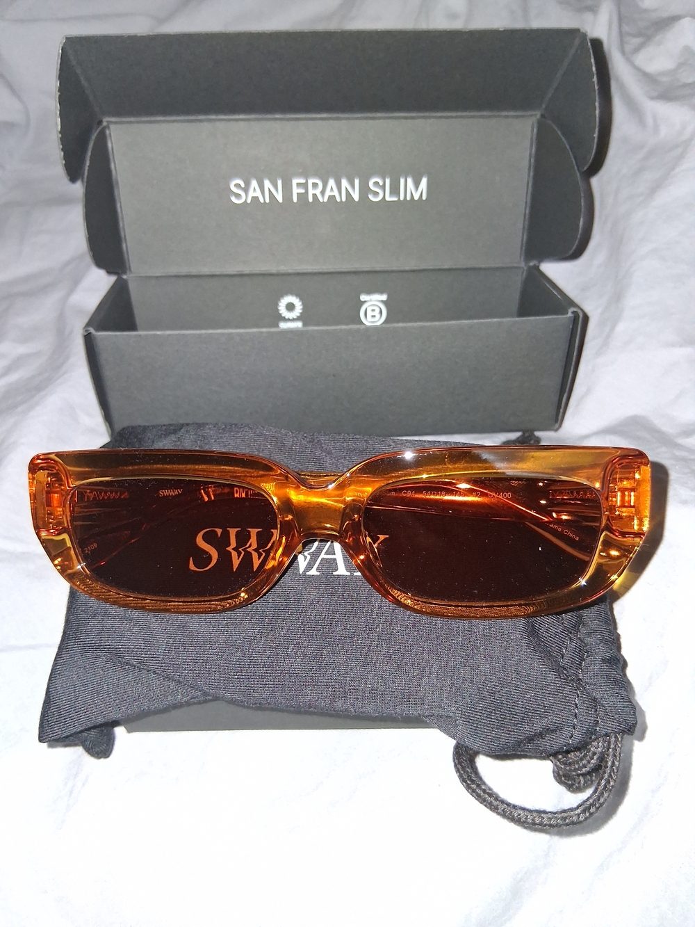 San Fran Slim Amber Rectangle Women's Sunglasses